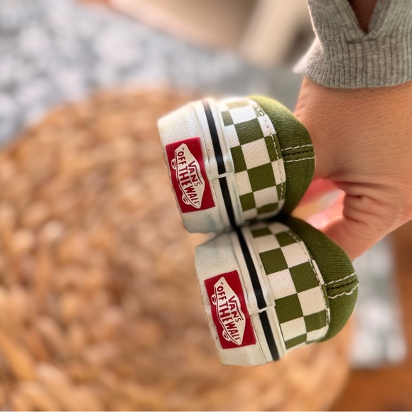 Vans Kids Olive Checkered Slip-On Sneakers - Picture 5 of 6